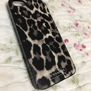 iPhone 5/5S Coach Case Ocelot Leopard Black Gray